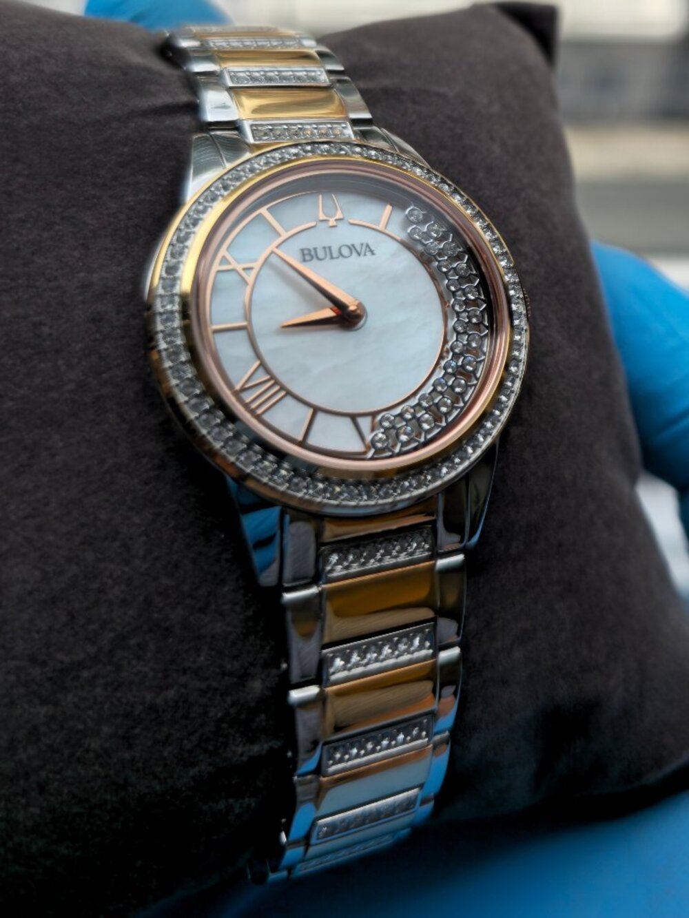 Bulova Women's Watch, $625 MSRP, Mother of Pearl, Japanese Movement, Turnstyle